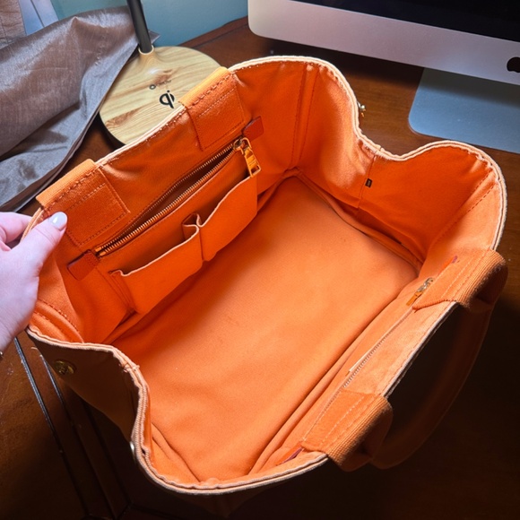 PRADA Medium Canapa Logo Tote in Orange - Picture 8 of 9